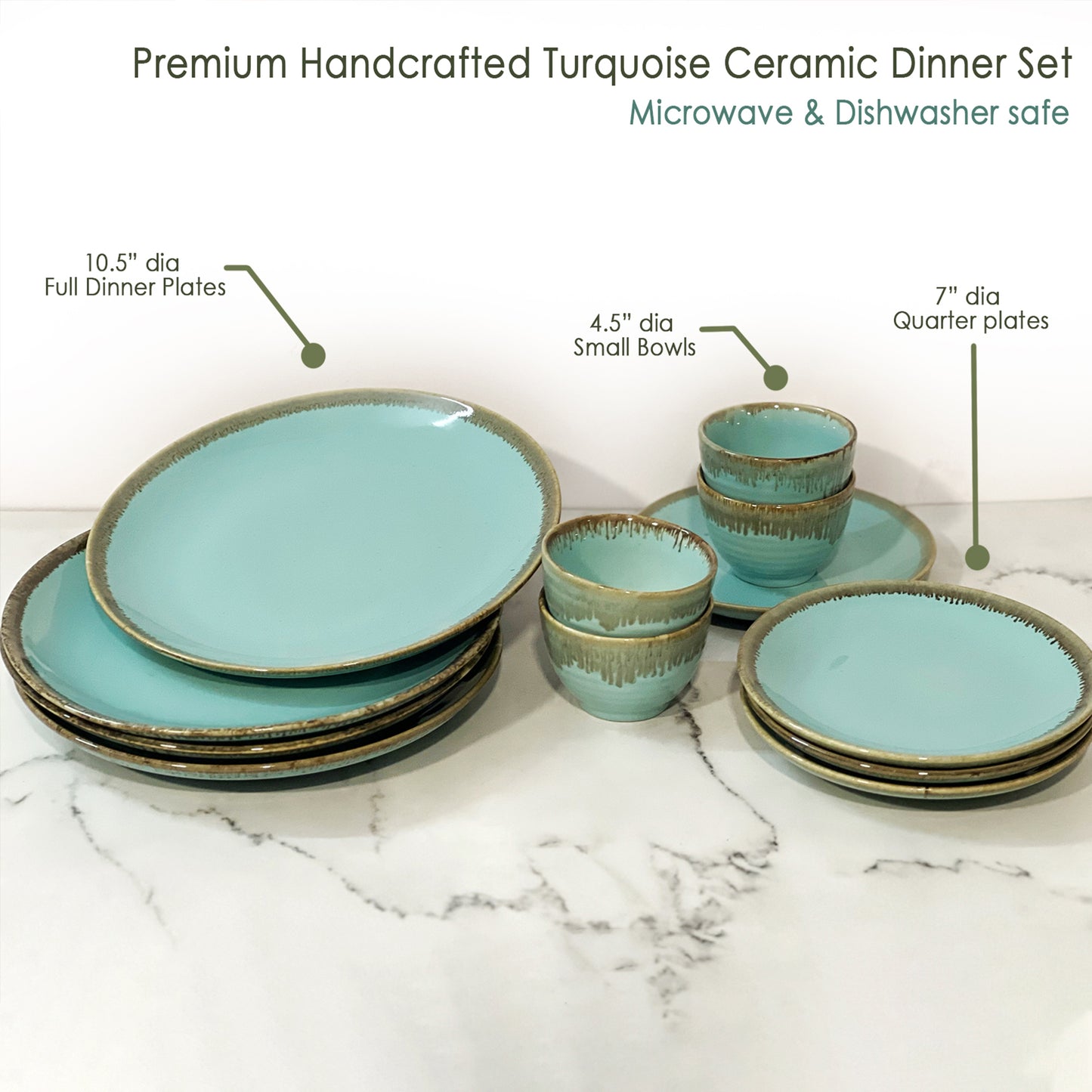 Premium glazed Aqua Dinner Set
