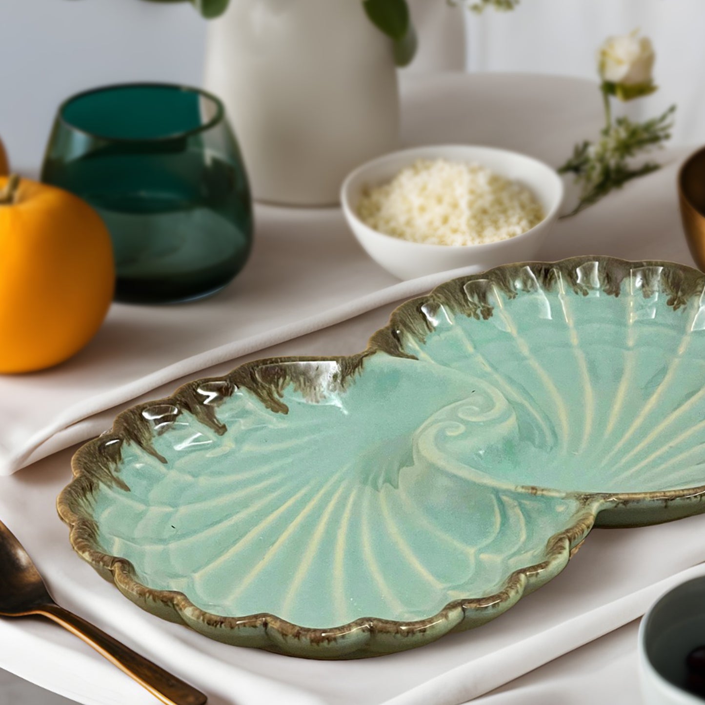 Turquoise Long twin Serving Platter