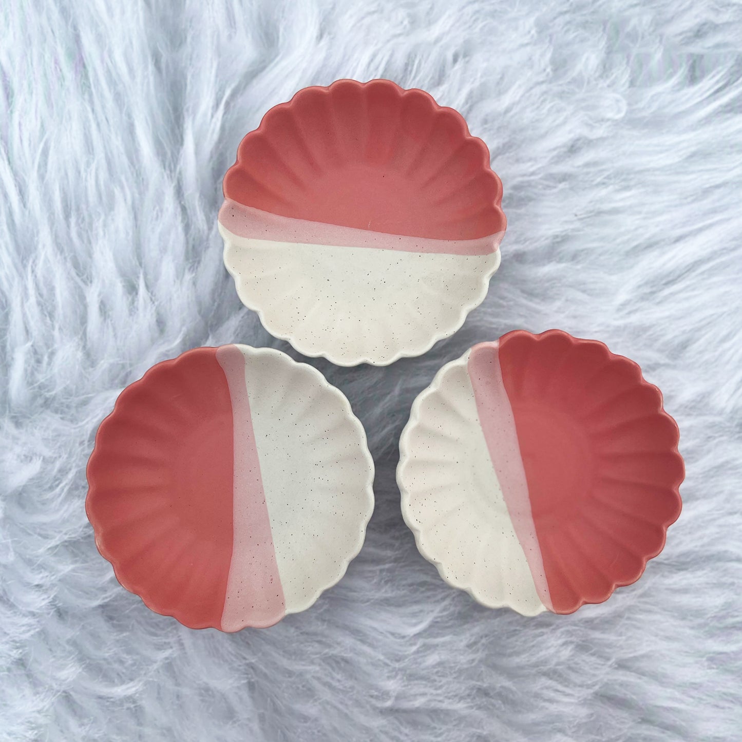 Flower Side Plates - Dual tone Pink & white