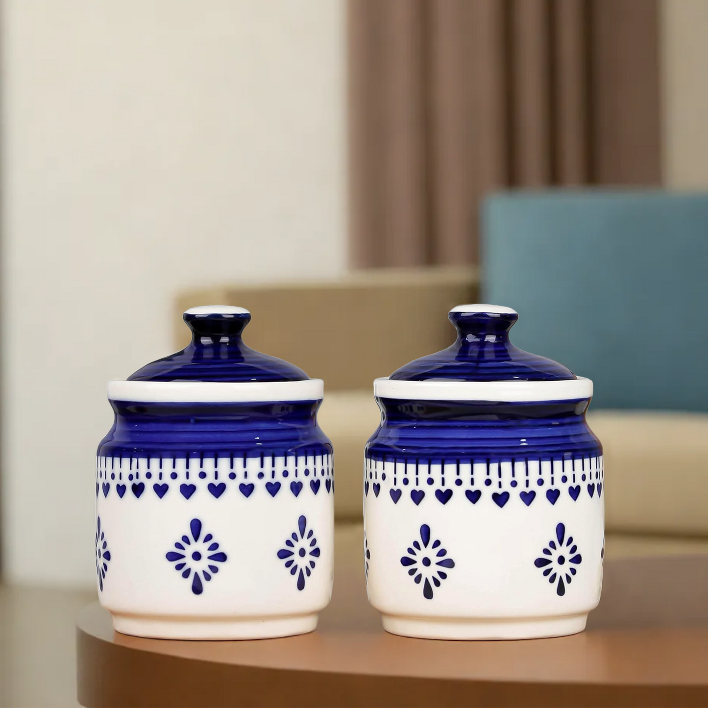 Ceramic Pickle Jars Set | Blue | 650 ML each