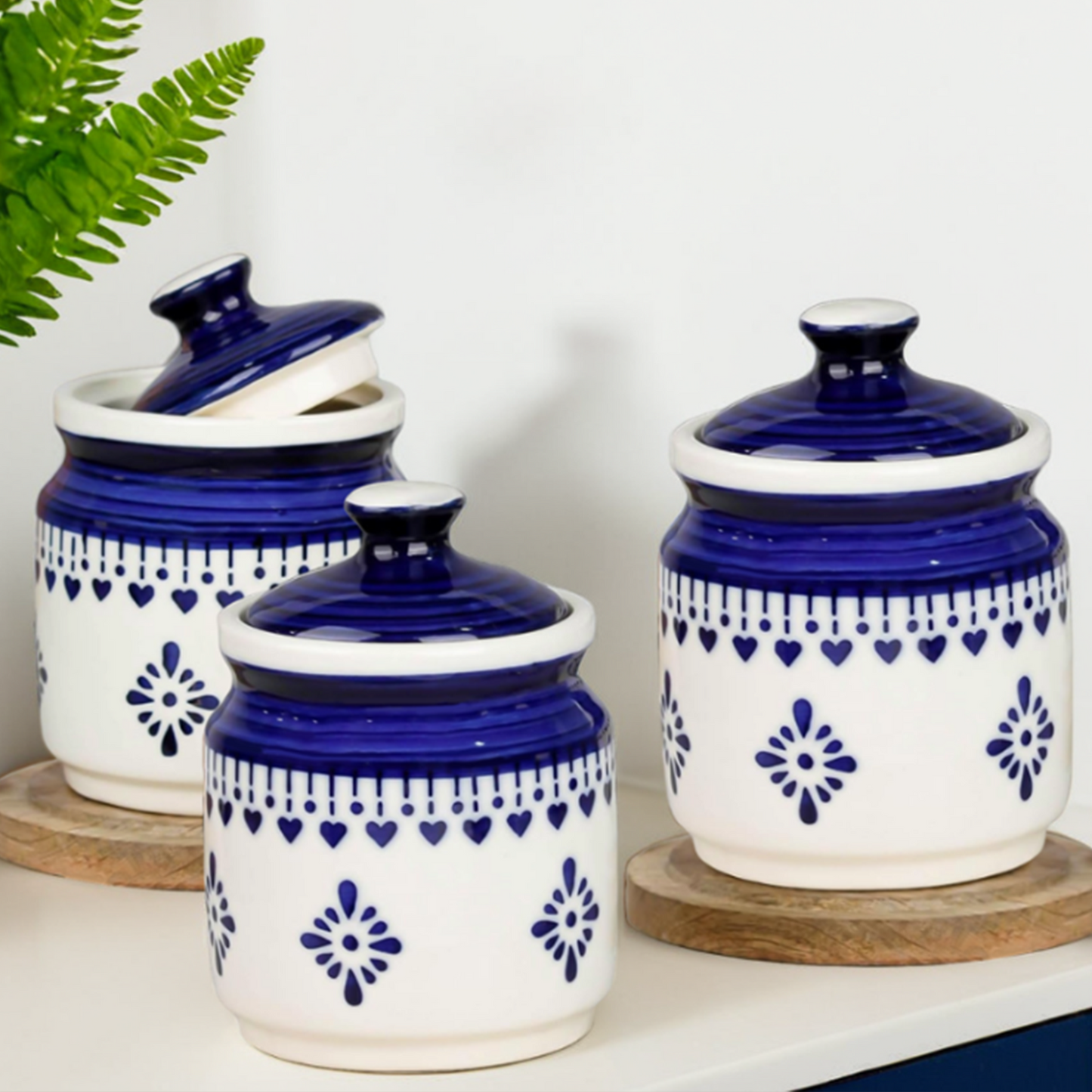 Ceramic Pickle Jars Set | Blue | 650 ML each