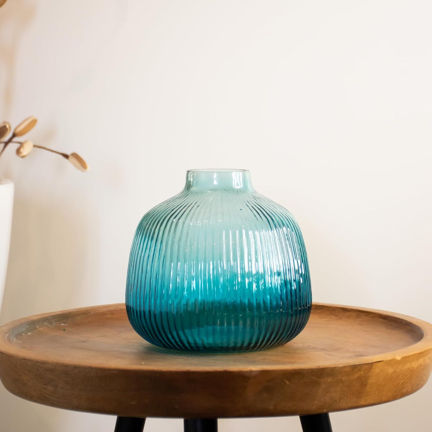 Fluted glass vase for gift