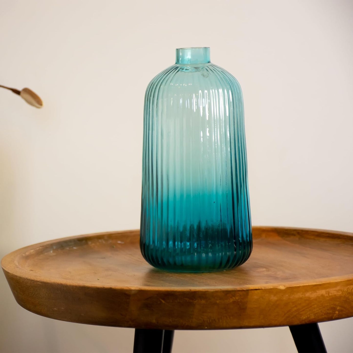 Blue glass flower vase