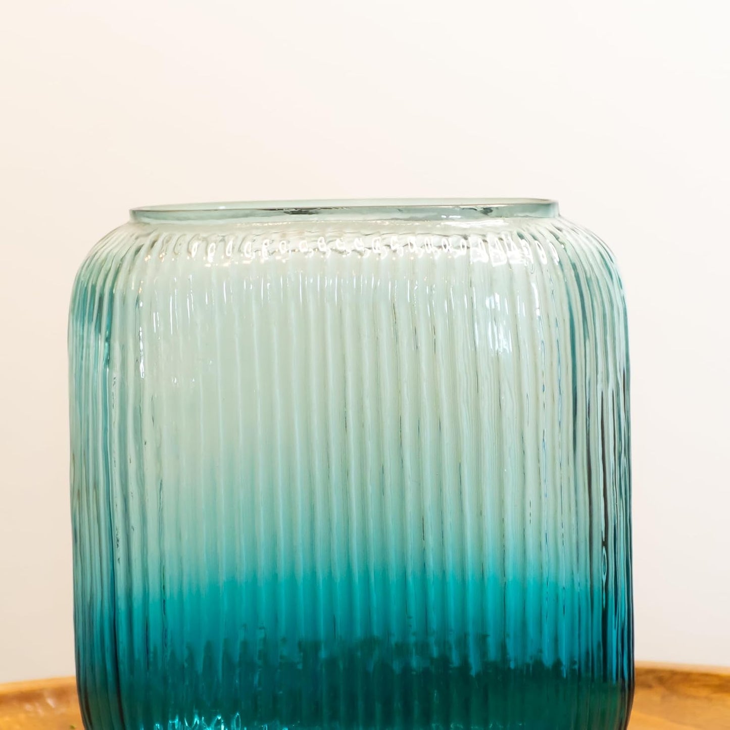 Fluted glass vase for home decor