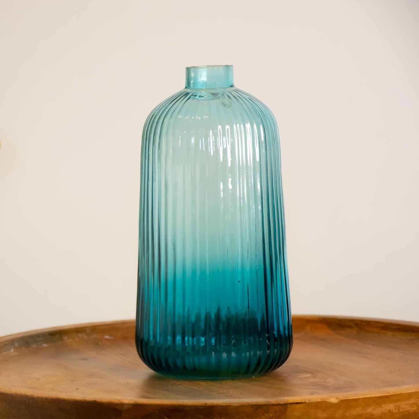 blue glass flower pot for home