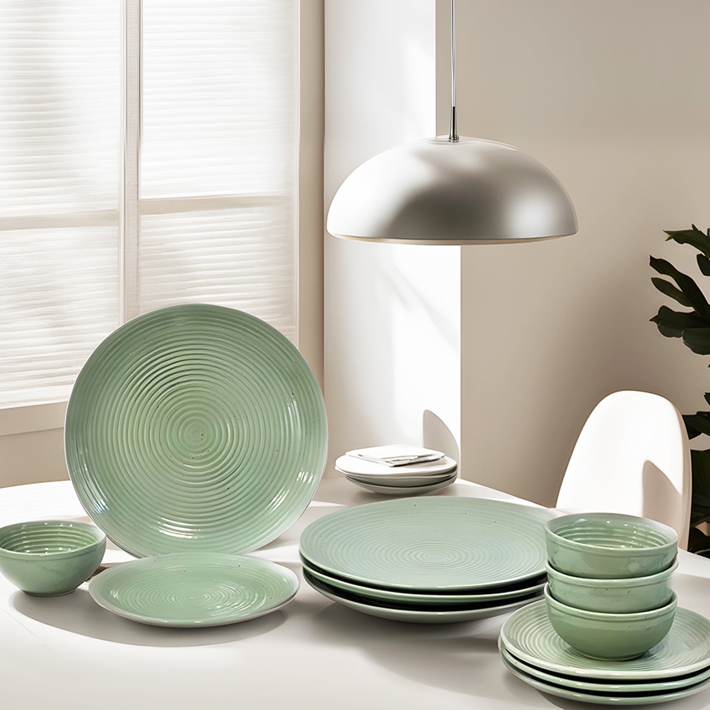 Celadon Green Ceramic Dinner Set