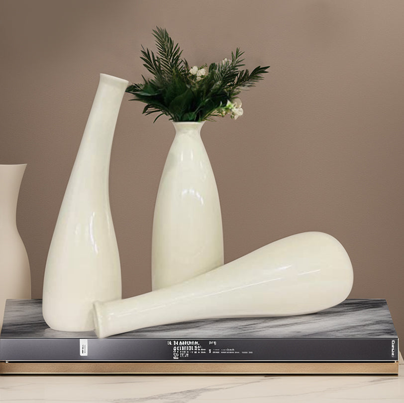 Ivory Tall vases Trio