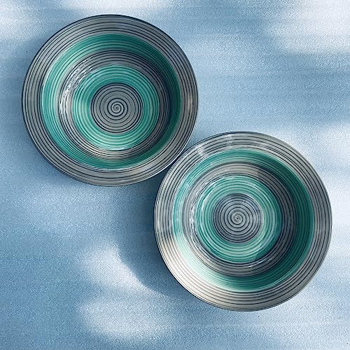 Green Spiral Pasta Plates - Set of 2
