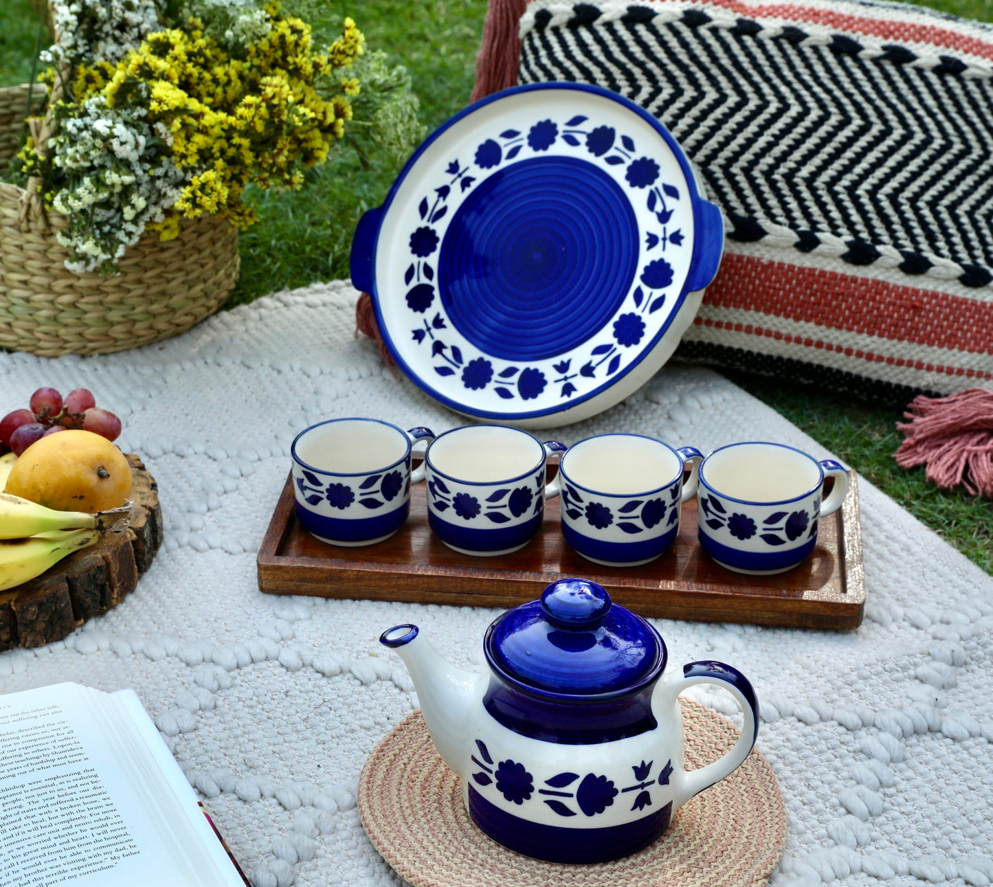 serving tray and tea cups