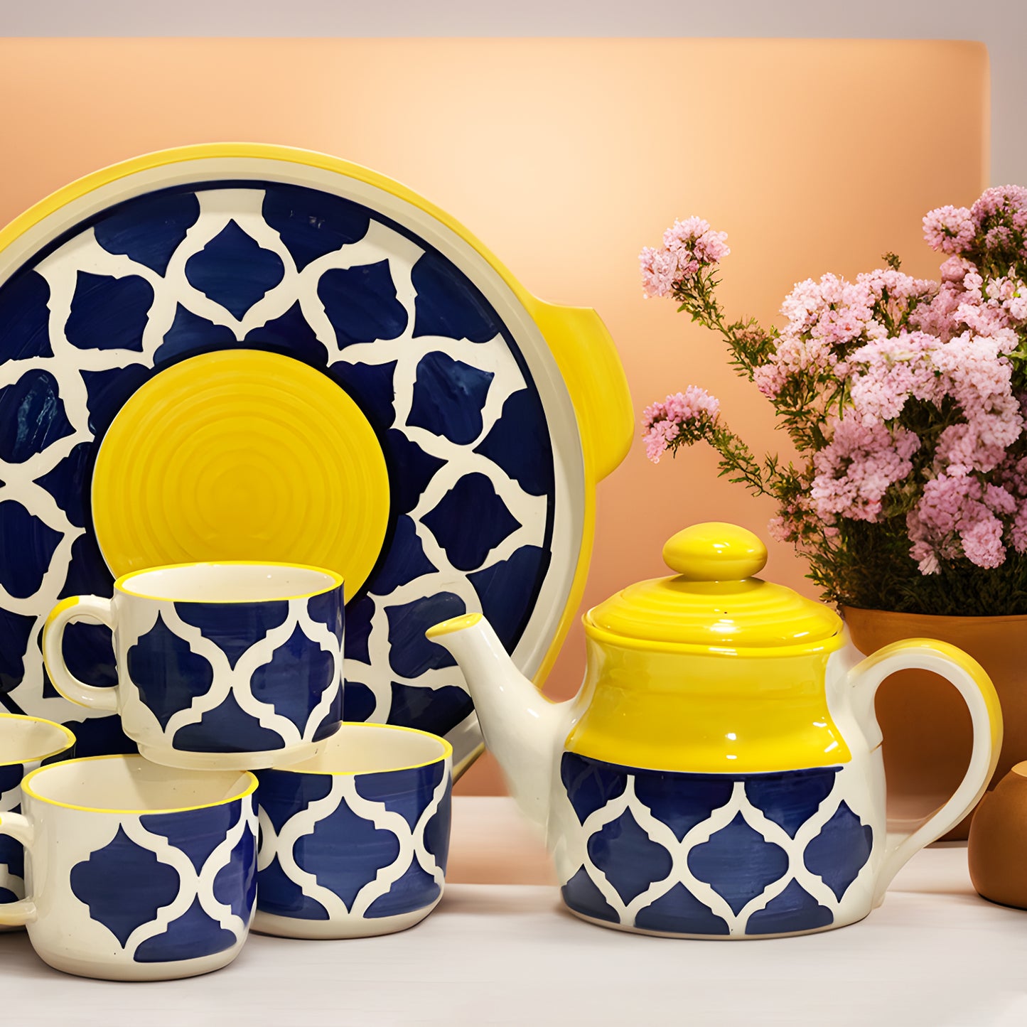 tea cup set with kettle
