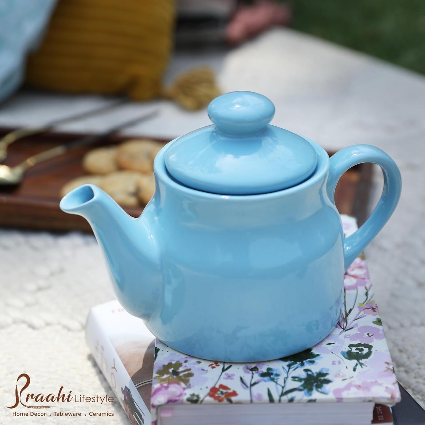 pastel blue tea pot set
