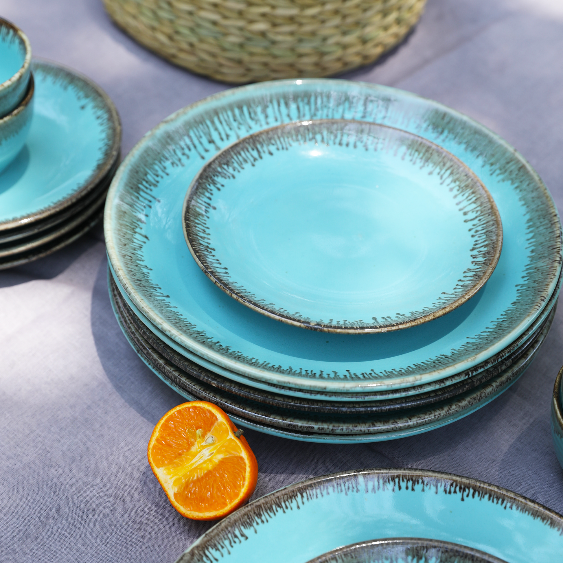 Turquoise Aqua Plate Set Stoneware Aqua Dinner Plates Mainstays