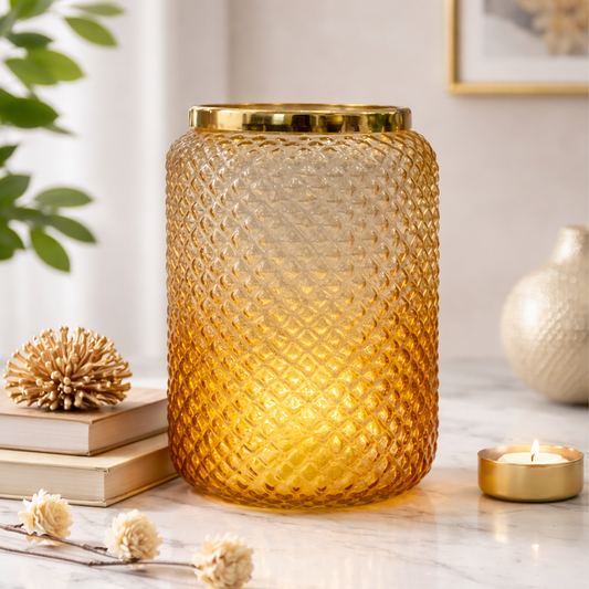 Jar Glass Vase | Amber | 7.2 inches Height