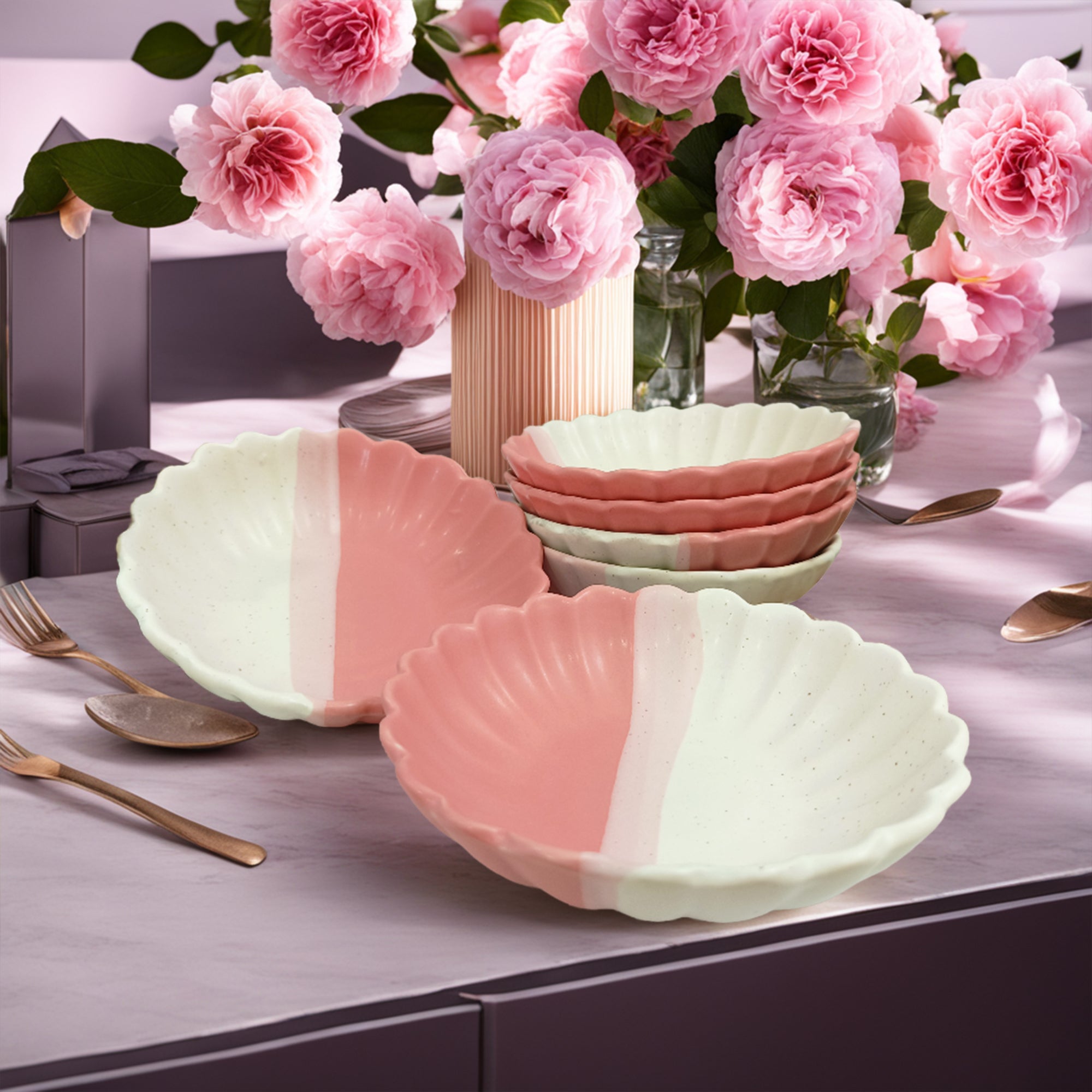 BEAUTIFUL 2 TONED offers SWIRL PINK WHITE DISH