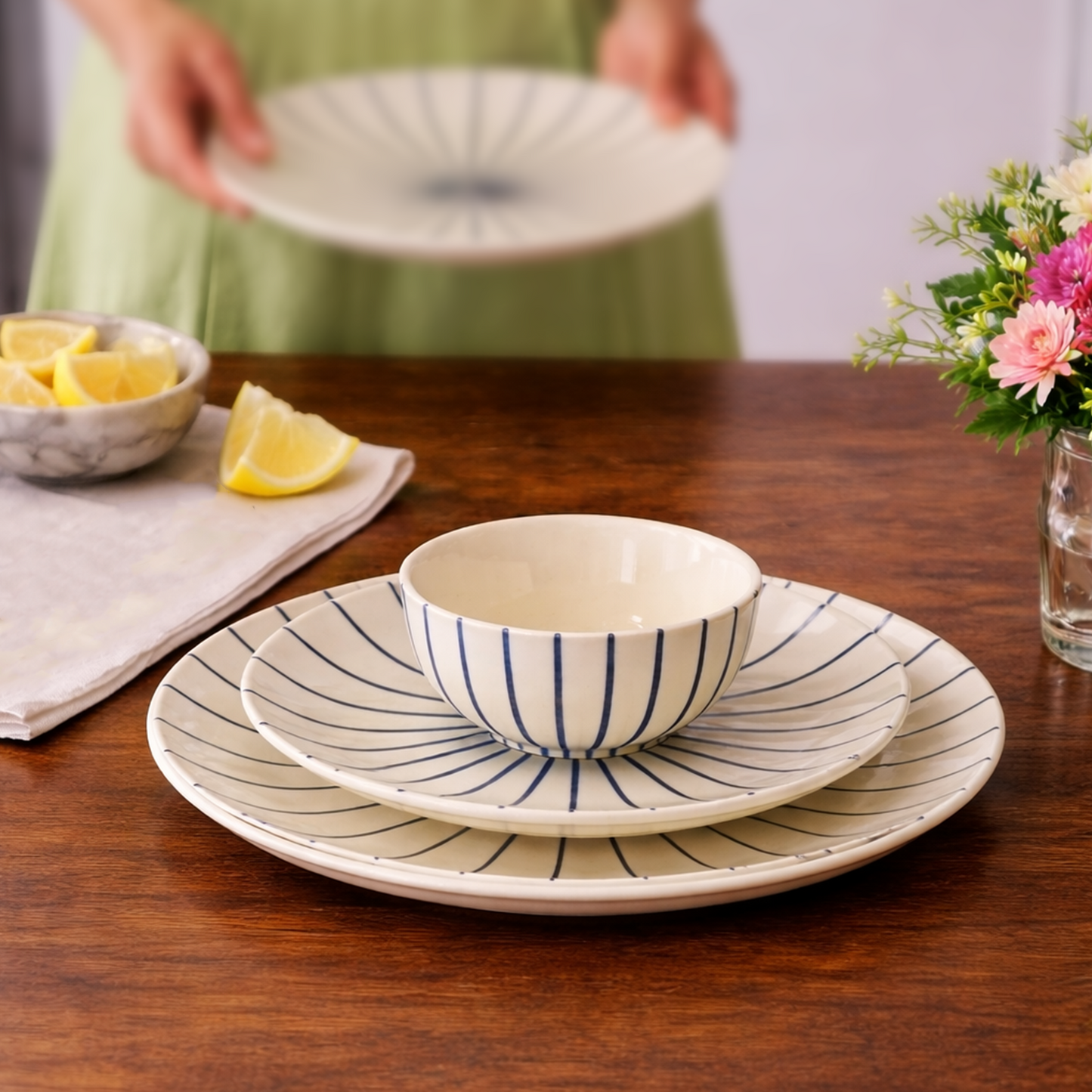 Horizon Dinner Set - Blue & White