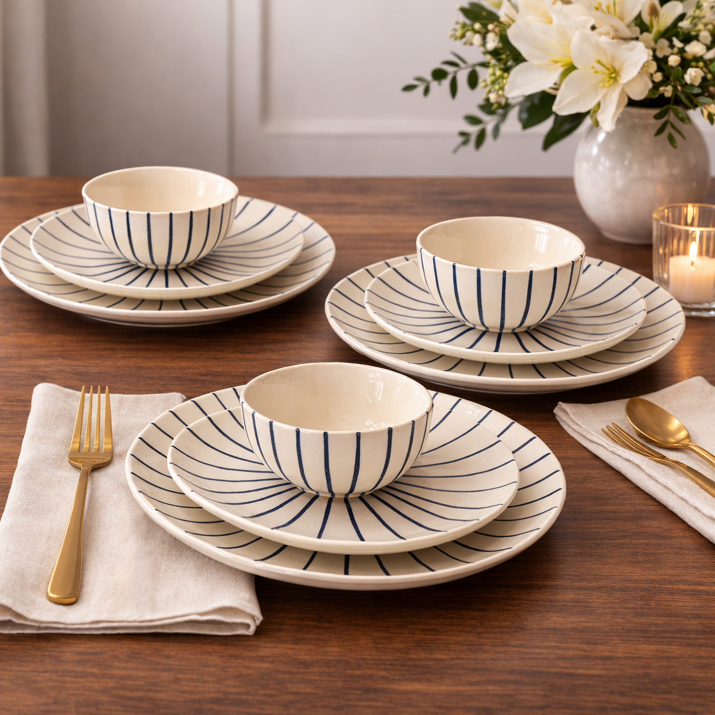 Horizon Dinner Set - Blue & White