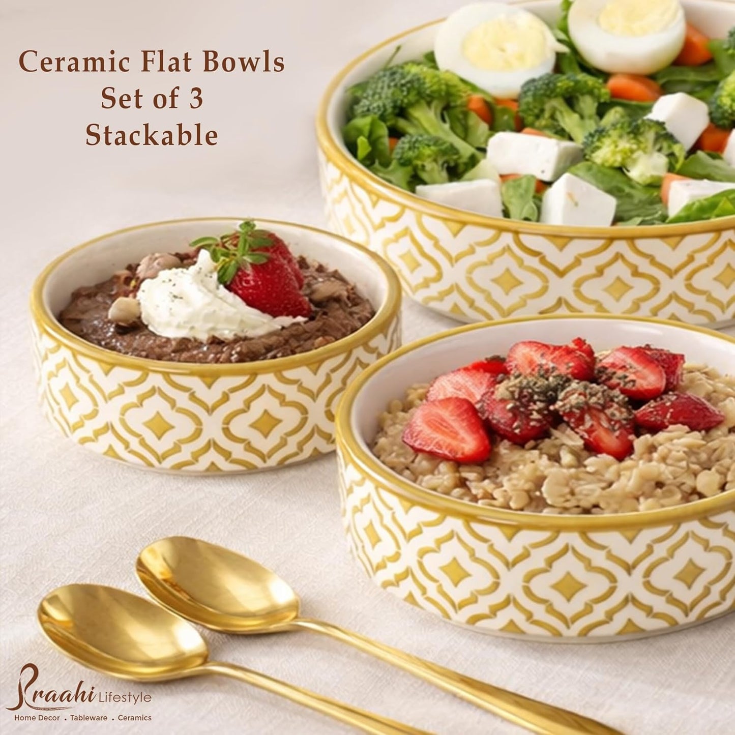 Moroccan Ceramic Salad Bowl - Set Of 3 Serving Bowl