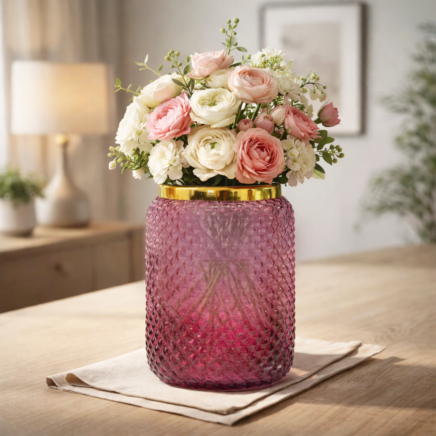 Jar Glass Vase | Paprika Pink | 7.2 inches Height