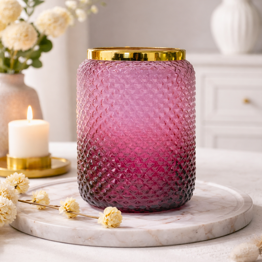 Jar Glass Vase | Paprika Pink | 7.2 inches Height