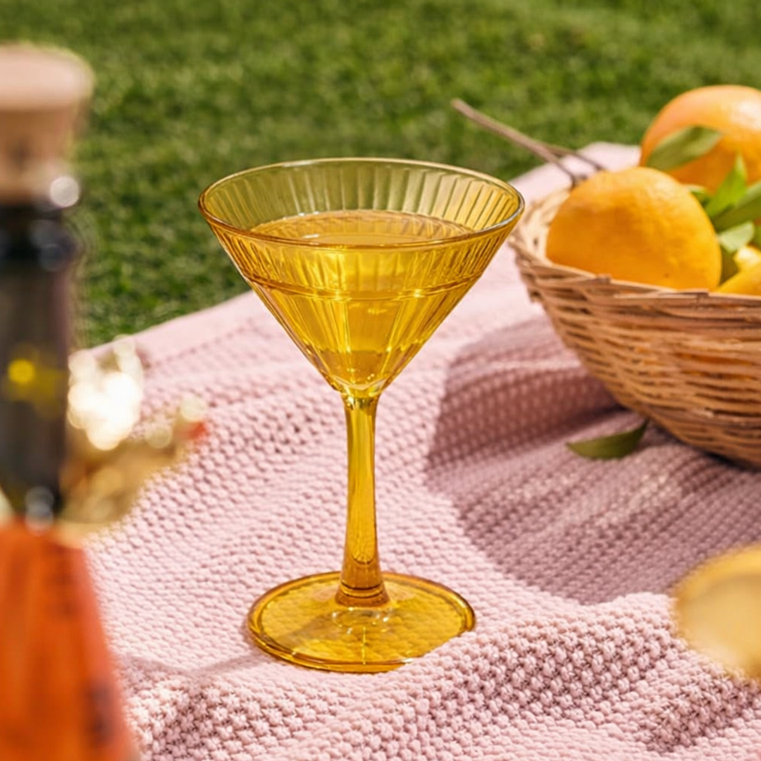 Premium Martini Glasses With Gift Box (Set of 2, Amber)