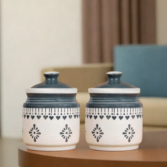 Ceramic Pickle Jars Set | Grey | 650 ML each