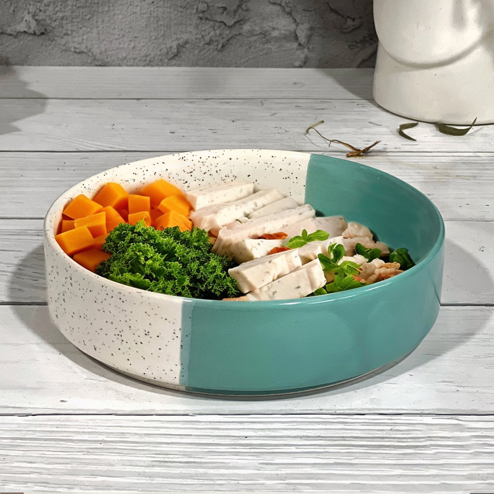 Premium Ceramic Salad Bowl Set Of Serving Bowl (Dual Tone Blue White)