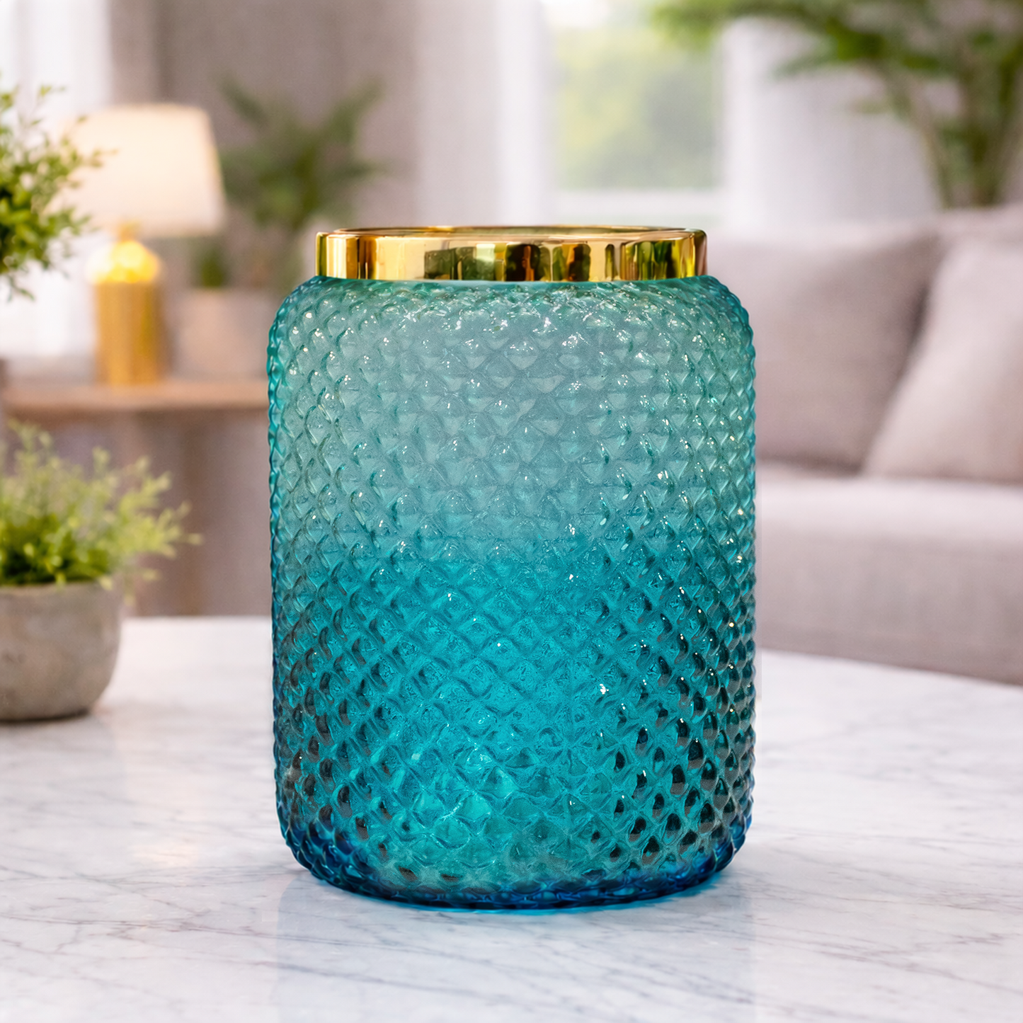 Jar Glass Vase | Blue | 7.2 inches Height
