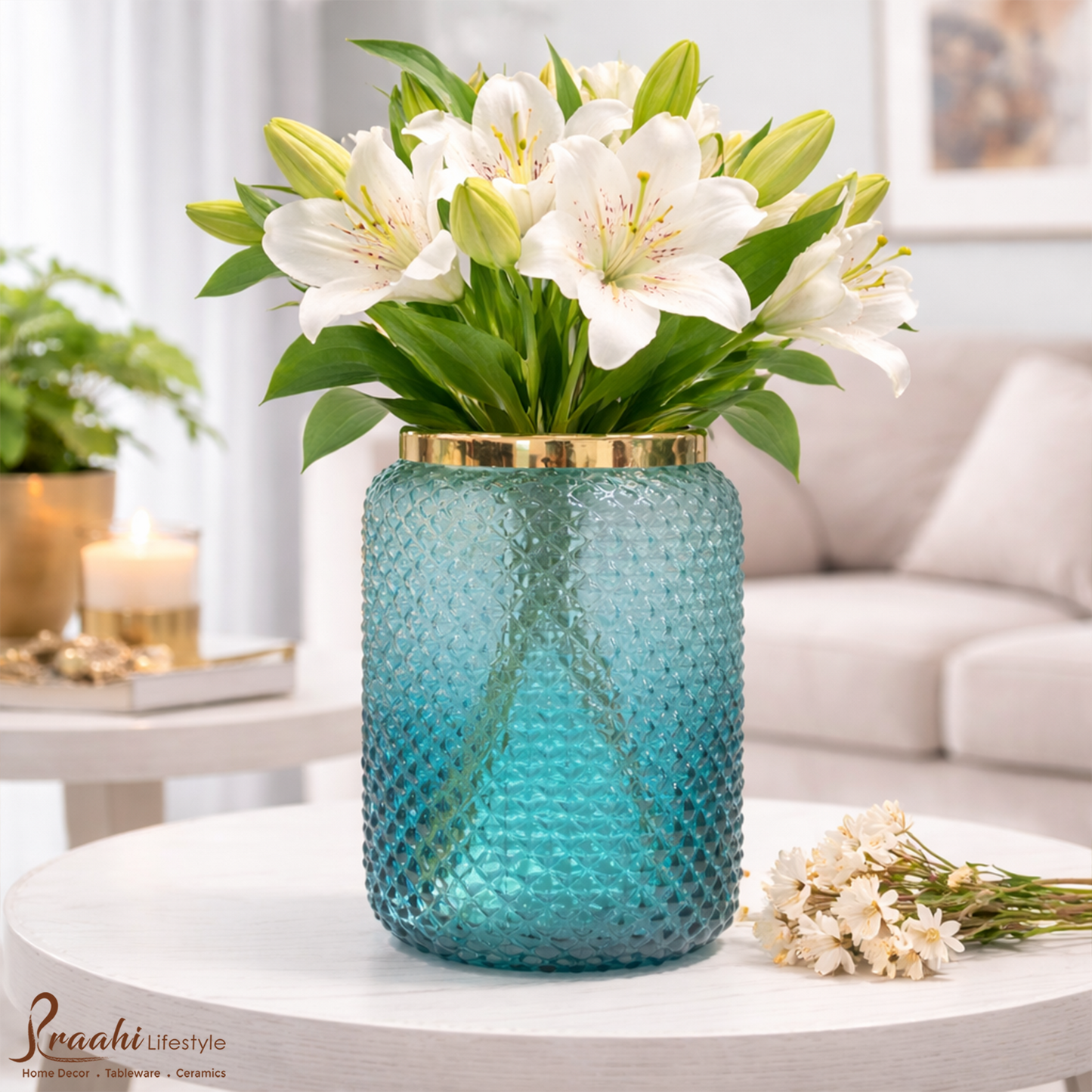 Jar Glass Vase | Blue | 7.2 inches Height