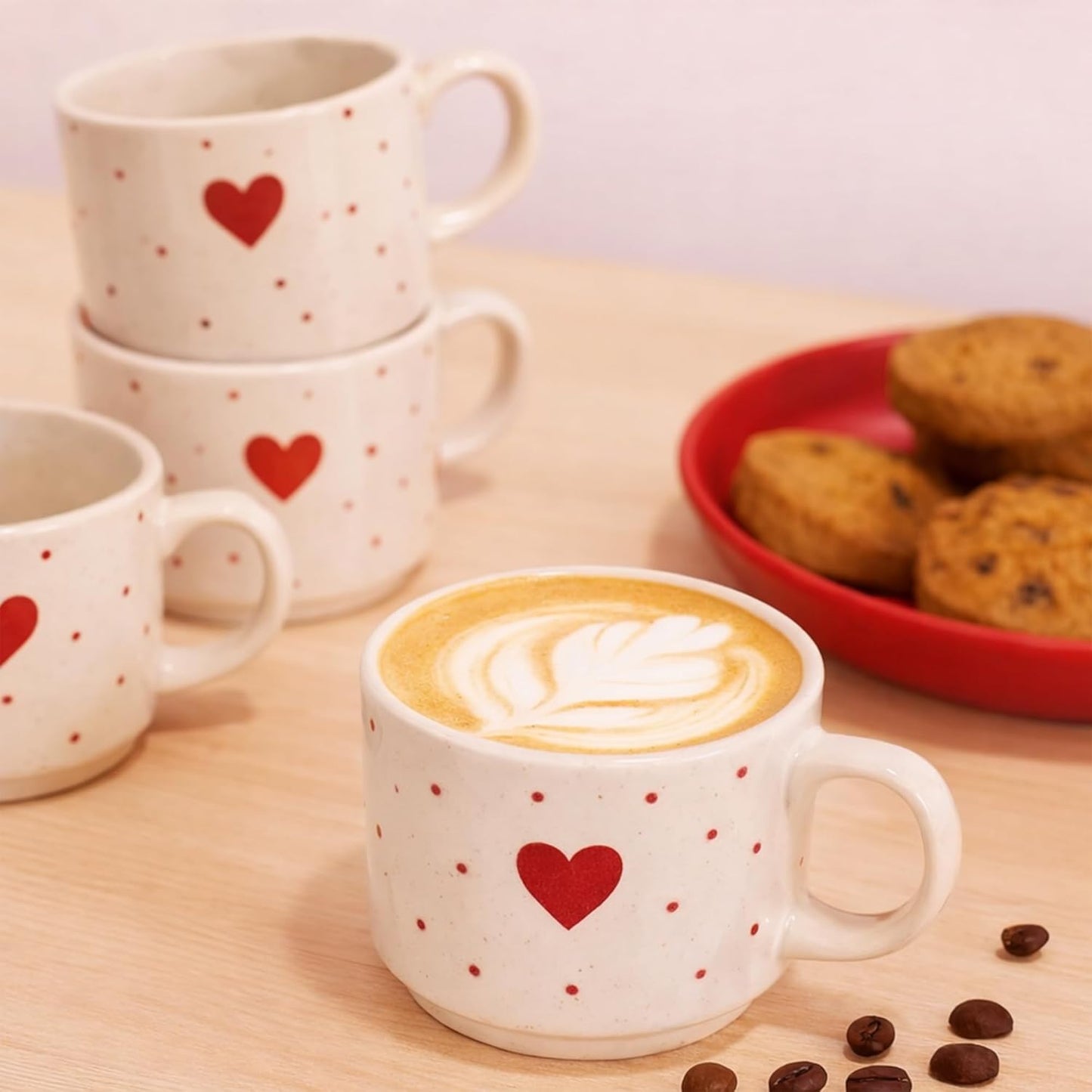 Red Heart Teacups | Set Of 6