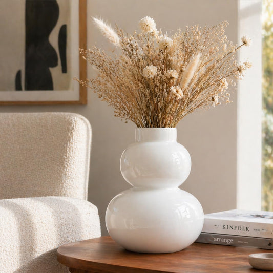 White Bubble Glass Vase | 10 inches Height