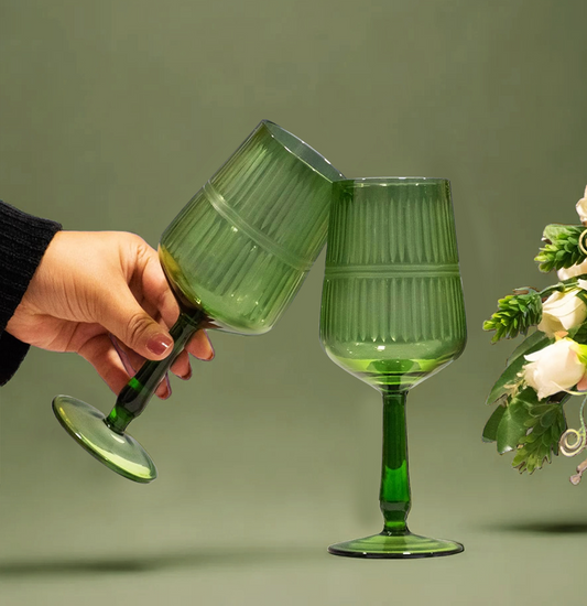 Premium Wine Glasses (360ml, Set of 2, Emerald Green)