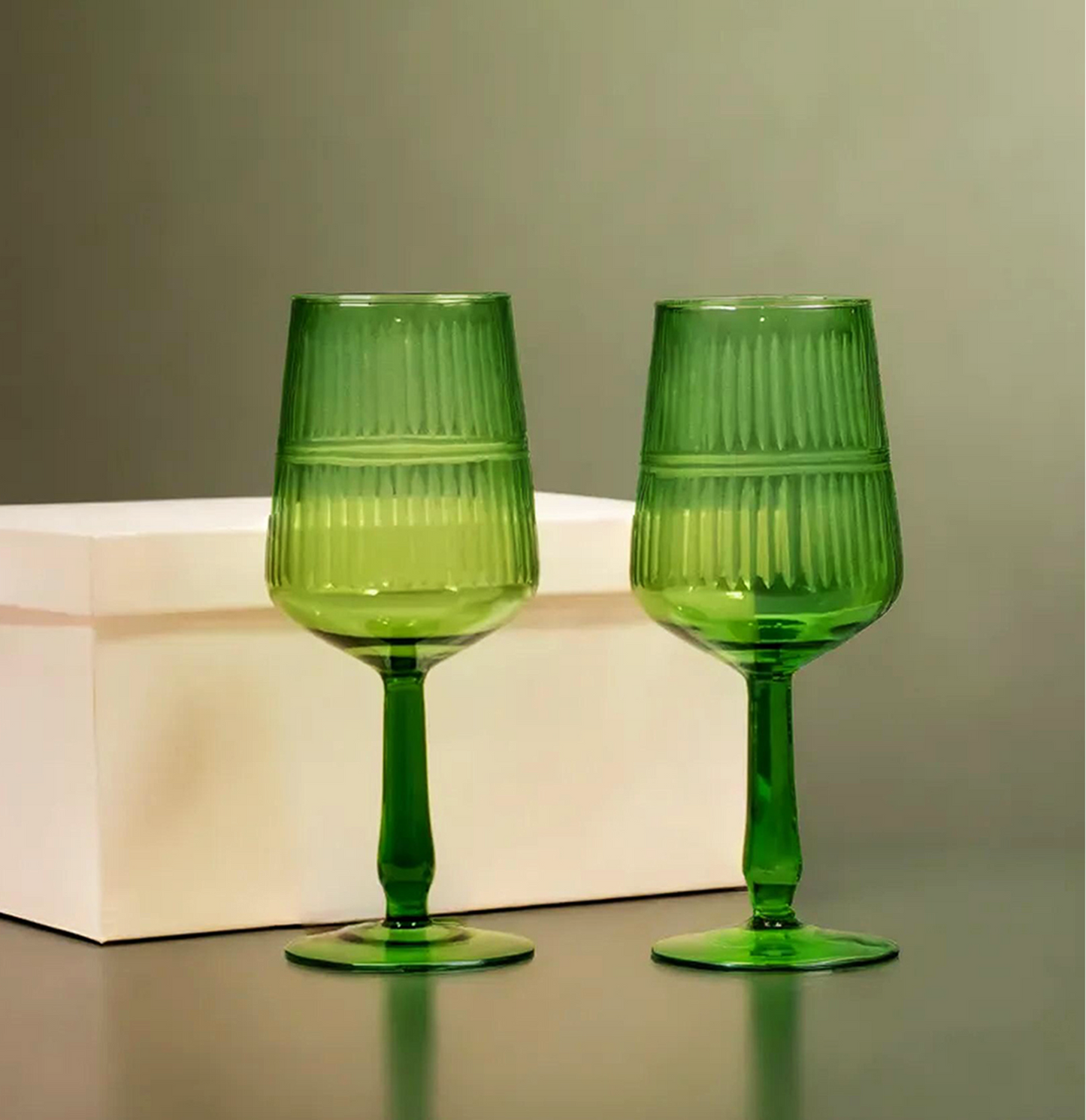 Premium Wine Glasses (360ml, Set of 2, Emerald Green)