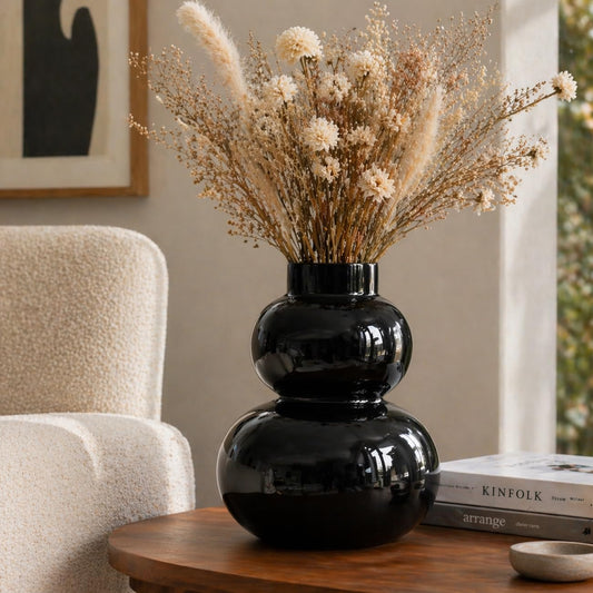 Black Bubble Glass Vase | 10 inches Height