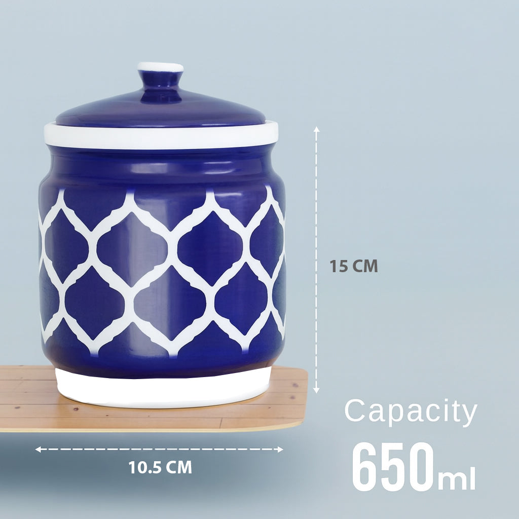 Ceramic Pickle Jars Set | Moroccan Blue | 650 ML each