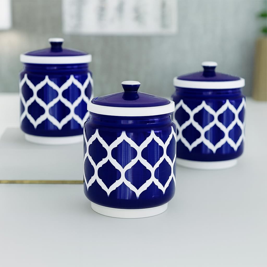 Ceramic Pickle Jars Set | Moroccan Blue | 650 ML each