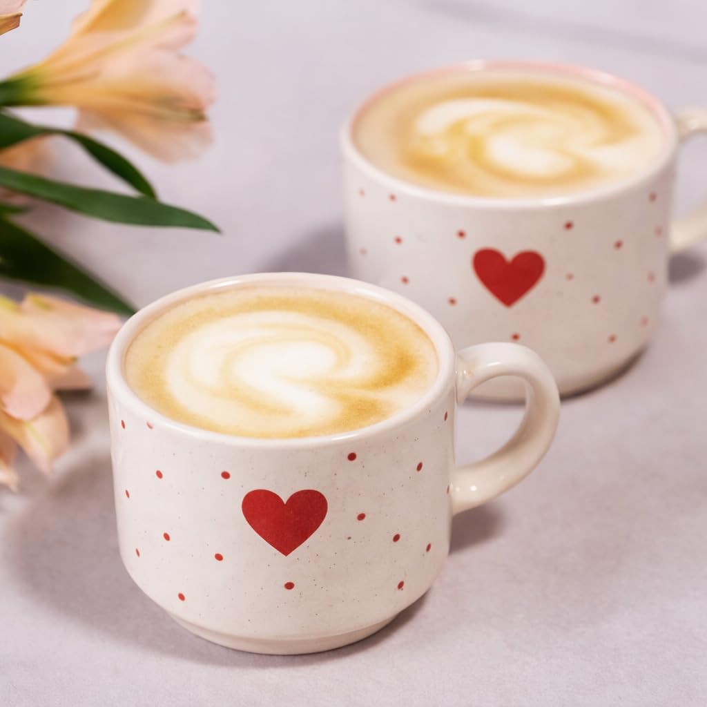 Red Heart Teacups | Set Of 6