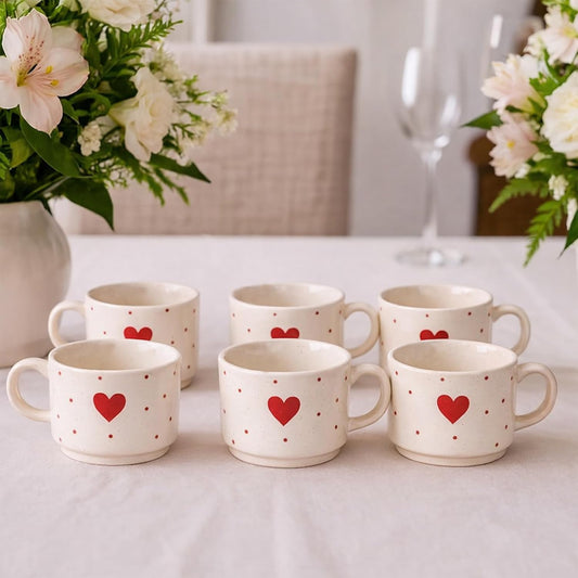 Red Heart Teacups | Set Of 6
